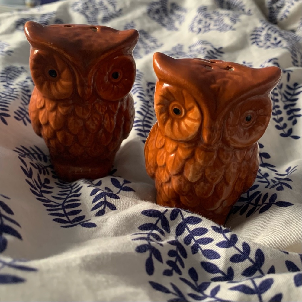 retro pair of vintage owl salt & pepper shakers ✨ - Picture 5 of 8